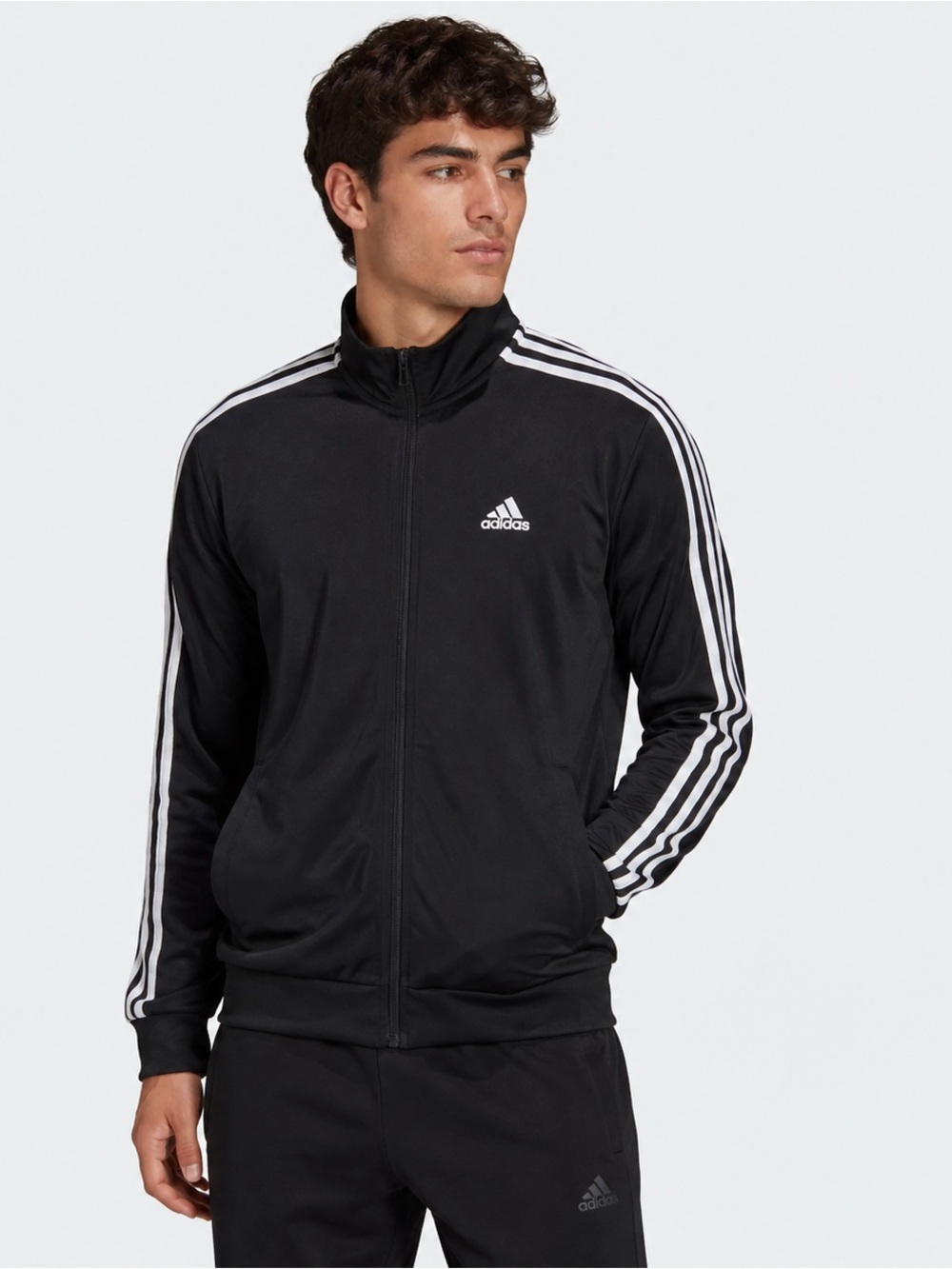 Adidas Men’s Small Black 3 Stripe Primegreen Track Jacket Full Zip